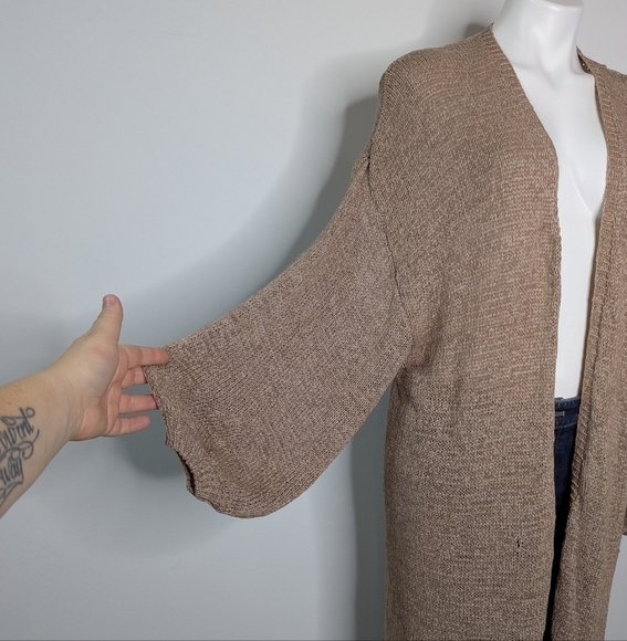 By Anthropologie dust pink loose knit lightweight open cardigan sweater OS - Picture 5 of 11